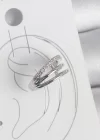 Pirinç Gümüş Renk Zirkon Taşlı 3Lü Sıralı Model Kadın Kıkırdak Küpe