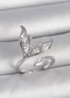 Pirinç Gümüş Renk Zirkon Taşlı Balık Kuyruğu Model Ayarlanabilir Kadın Yüzük