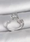 Pirinç Gümüş Renk Zirkon Taşlı Deniz Kabuğu Model Ayarlanabilir Kadın Yüzük