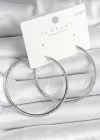 Pirinç Gümüş Renk Zirkon Taşlı Halka Model Kadın Küpe