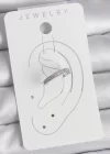 Pirinç Gümüş Renk Zirkon Taşlı Kadın Kıkırdak Model Küpe