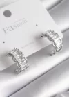 Pirinç Gümüş Renk Zirkon Taşlı Kadın Küpe