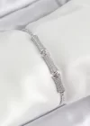 Pirinç Gümüş Renk Zirkon Taşlı Kemik Model Kadın Bileklik