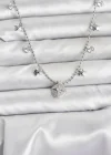 Pirinç Gümüş Renk Zirkon Taşlı Kutup Yıldızı Model Kadın Kolye