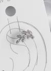 Pirinç Gümüş Renk Zirkon Taşlı Yaprak Model Kıkırdak Kadın Küpe
