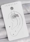 Pirinç Gümüş Renk Zirkon Taşlı Yaprak Model Kıkırdak Kadın Küpe