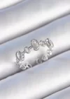 Pirinç Gümüş Renk Zirkon Taşlı Yuvarlak Zincir Model Kadın Yüzük