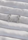 Pirinç Gümüş Renk Zirkon Taşlı Zikzak Küpe