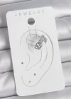 Pirinç Gümüş Renk Zirkon Taşlı Zincir Sonsuzluk Model Kadın Kıkırdak Küpe