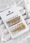 Pirinç Karışık Halka Model Gold Renk 6 Çift Kadın Küpe Set