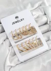 Pirinç Karışık Halka Model Gold Renk 6 Çift Kadın Küpe Set