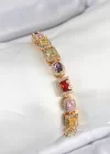 Pirinç Karışık Zirkon Taşlı Baget Model Gold Renk VIP Seri Kadın Bileklik