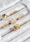 Pirinç Kelebek Model Gold Renk Kadın Yüzük Kombin Set