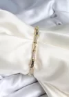 Pirinç Kemik Model Zirkon Taşlı Gold Renk Kadın Bileklik
