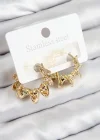 Pirinç Kıvrımlı Halka Model Gold Renk Kadın Küpe