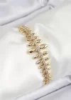 Pirinç Kurşun Model Zirkon Taşlı Gold Renk VİP Seri Kadın Bileklik