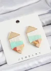 Pirinç Mermer Desenli Vintage Geometrik Model Gold Renk Kadın Küpe