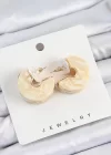 Pirinç Mermer Desenli Vintage Yarım Halka Model Gold Renk Kadın Küpe