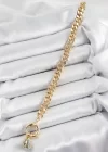 Pirinç Nazar Model Zirkon Taşlı Gold Renk VİP Seri Kadın Bileklik