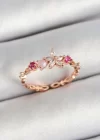 Pirinç Papatya Figürlü Zirkon Taşlı Rose Gold Renk Ayarlanabilir Kadın Yüzük