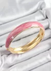 Pirinç Pembe Mineli Mermer Desen Model Gold Renk Kadın Kelepçe