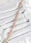 Pirinç Pembe Zirkon Taşlı Daire Baget Model Gold Renk VIP Seri Kadın Bileklik
