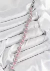 Pirinç Pembe Zirkon Taşlı Daire Baget Model Gümüş Renk VIP Seri Kadın Bileklik