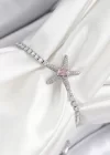 Pirinç Pembe Zirkon Taşlı Deniz Yıldızı Model Gümüş Renk Asansörlü Kadın Bileklik