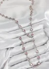 Pirinç Pembe Zirkon Taşlı Kalp Model Gümüş Renk Kadın Y Kolye