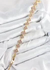 Pirinç Pembe Zirkon Taşlı Yonca Model Gold Renk VIP Seri Kadın Bileklik