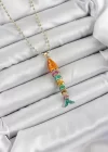 Pirinç Rainbow Balık Model Zirkon Taşlı Gold Renk Kadın Kolye