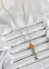 Pirinç Rainbow Balık Model Zirkon Taşlı Gold Renk Kadın Kolye