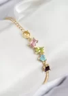 Pirinç Renkli Zirkon Taşlı Geometrik Model Gold Renk Kadın Bileklik