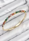 Pirinç Renkli Zirkon Taşlı Kalp Model Gold Renk Kadın Kelepçe