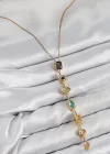 Pirinç Renkli Zirkon Taşlı Model Gold Renk Kadın Y Kolye