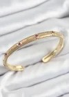 Pirinç Renkli Zirkon Taşlı Vintage Model Gold Renk Kadın Kelepçe