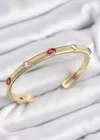 Pirinç Renkli Zirkon Taşlı Vintage Model Gold Renk Kadın Kelepçe