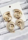 Pirinç Sarmal Sallantılı Deniz Kabuğu Vintage Model Gold Renk Küpe