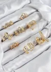 Pirinç Sarmal Ve Yıldız Model Gold Renk Kadın Yüzük Kombin Set