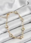 Pirinç Şeffaf Kalp Model Gold Renk Zirkon Taşlı Kadın Bileklik