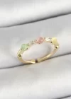 Pirinç Sıralı Boncuk Figürlü Zirkon Taşlı Gold Renk Ayarlanabilir Kadın Yüzük