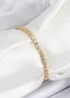 Pirinç Sıralı Çit Model Zirkon Taşlı Gold Renk VİP Seri Kadın Bileklik