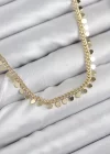 Pirinç Sıralı Pul Zincir Model Gold Renk Kadın Kolye