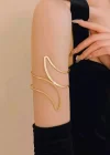 Pirinç Soyut Alev Desenli Gold Renk Kadın Pazu Bileklik
