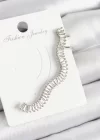 Pirinç Su Yolu Model Gümüş Renk Sağ Kıkırdak Küpe