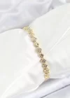 Pirinç Yonca Model Zirkon Taşlı Gold Renk VİP Seri Kadın Bileklik