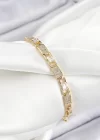 Pirinç Zincir Model Zirkon Taşlı Gold Renk VİP Seri Kadın Bileklik