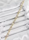Pirinç Zincir Model Zirkon Taşlı Gold Renk VİP Seri Kadın Bileklik