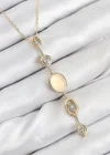 Pirinç Zincir Sarı Gold Renk Zirkon Taşlı Y Kolye