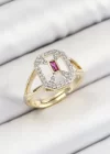 Pirinç Zirkon Taşlı Baget Model Gold Renk Kadın Yüzük